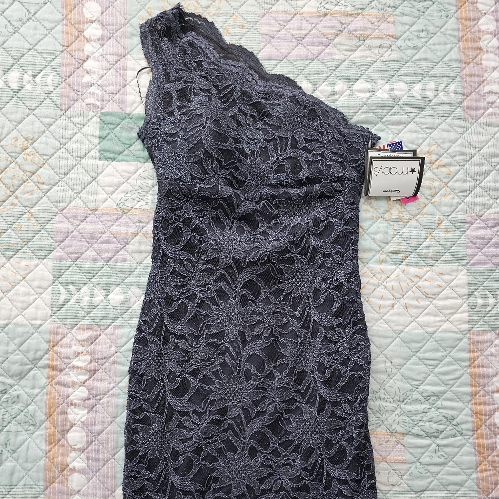 One Shoulder Grey Glittery dress